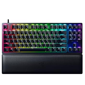 Razer Huntsman V2 TKL Tenkeyless Gaming Keyboard: Fastest Linear Optical Switches Gen2 w/ Sound Dampeners & 8000Hz Polling Rate - Detachable TypeC Cable - Doubleshot PBT Keycaps - Ergonomic Wrist Rest
