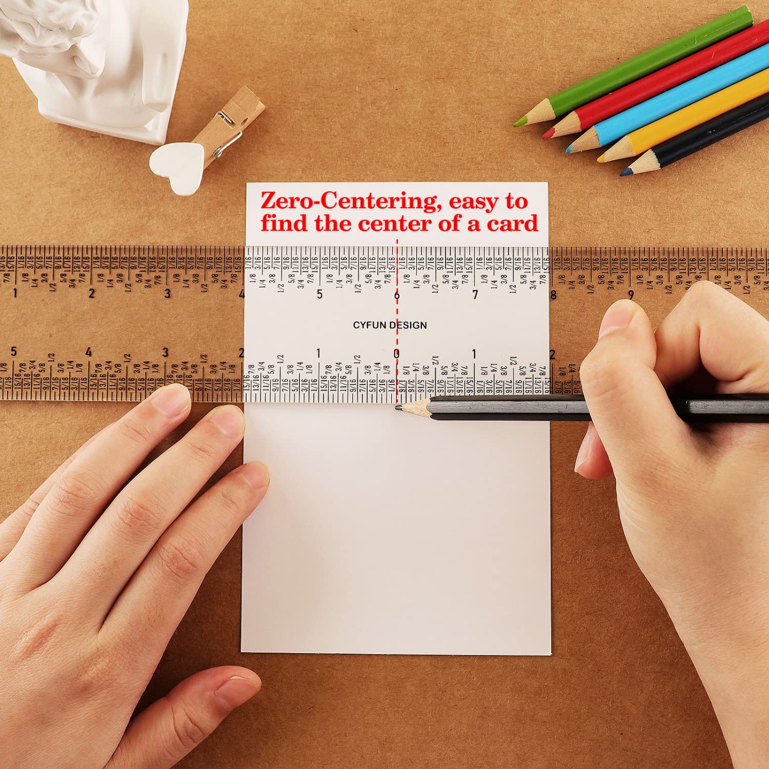 2 PCS 6 Inch /12Inch Clear Acrylic Ruler Zero-Centering Ruler with Inches & Metric Measuring Tool 12" and 6" Inch Straight Edge Rulers for Scrapbooking Card-Making Student School Office Home Tool