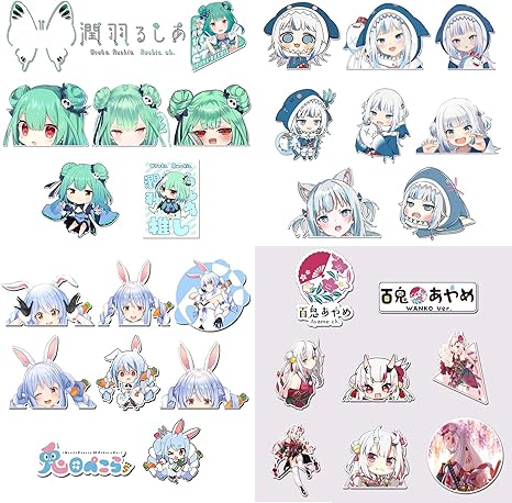 Amazon バーチャル Vtuber ホロライブ 車 ステッカー シール セット 潤羽るしあ 兎田ぺこら 百鬼あやめ がうる ぐら Gawr Gura キャラクター Diy カーステッカー おしゃれ ラベル 車 バイク 自転車 スーツケース タグ Vtuber グッズ プレゼント Gawr Gura コスプレ