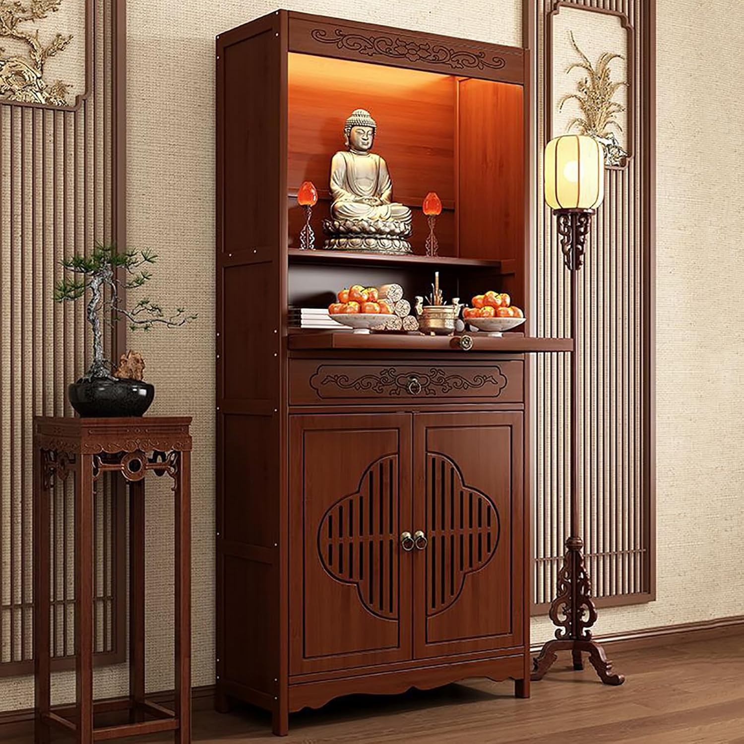 Altar Cabinet Household Worship Table,Personal Shrine Altar Table,Meditation Table Altar,Simple Modern Buddhist Cabinet for Living Room,26.7" x 13" x 67"