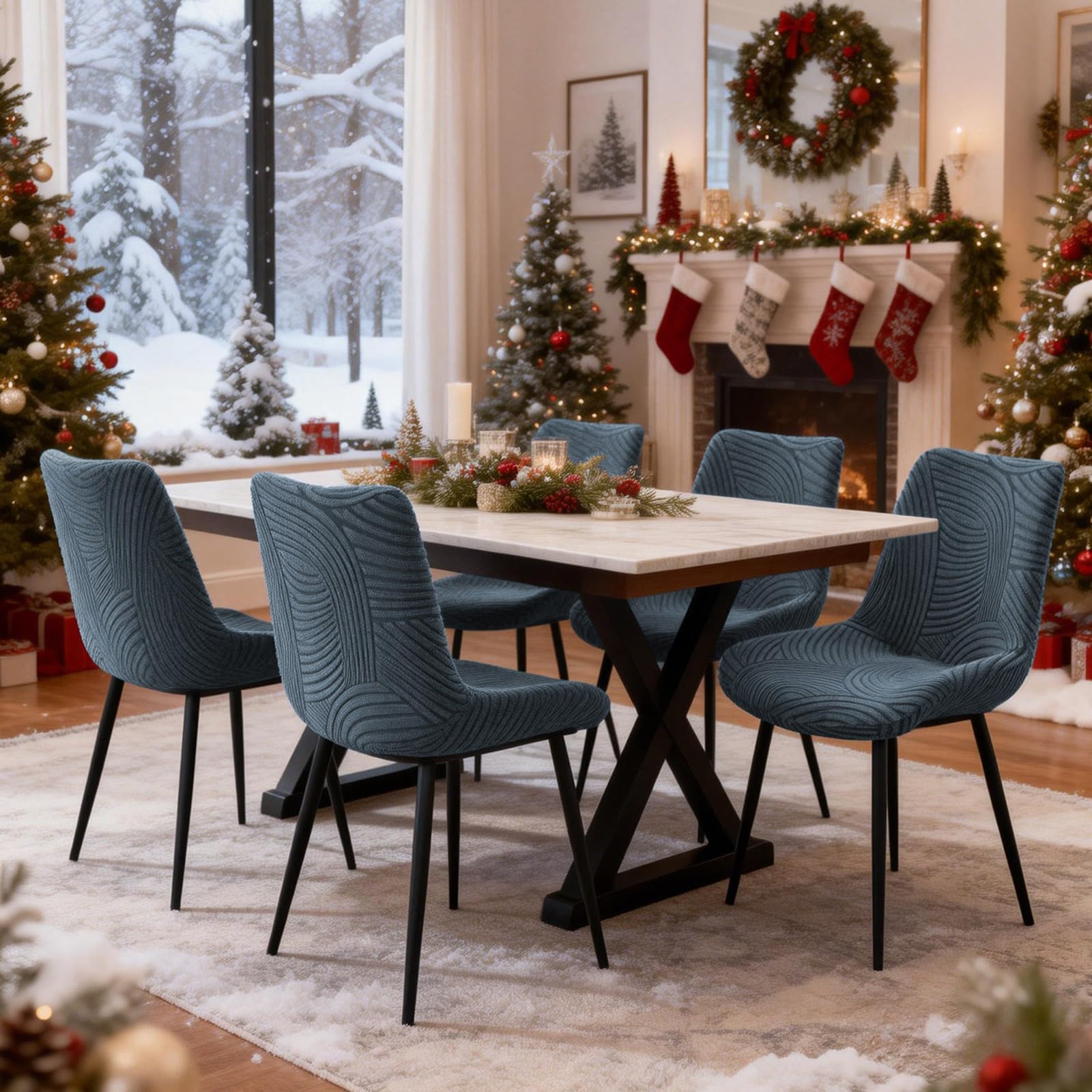 Esszimmer Stuhlhussen Schalenstühle,rutschfeste Universal-Stuhlhussen ohne Armlehnen,für Küche Esszimmer Wohnzimmer Schlafzimmer(Beige,4 Set)