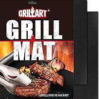 GRILLART Heavy Duty Non-Stick BBQ Grill Mats (2 Pack) - 600°F Reusable Grilling Sheets for Gas, Charcoal, Electric Grills - Ideal Gifts for Dad