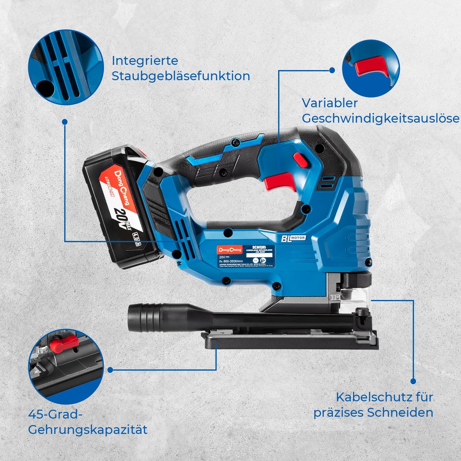 User operating the Dong Cheng Jigsaw with variable speed control