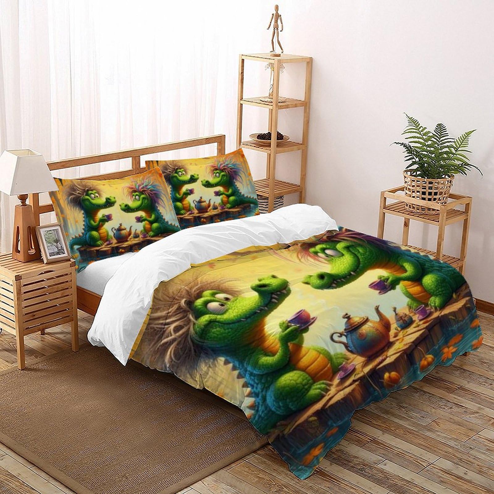 Housse de couette crocodile finition haut de gamme microfibre grand lit