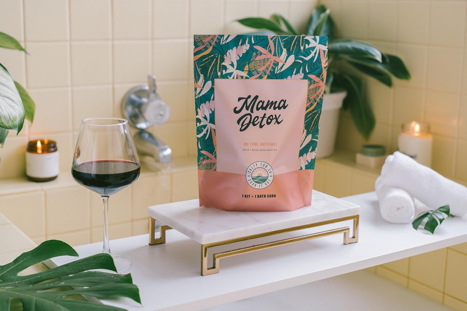 Mama Detox – Holistic Relaxation & Detox Bath Kit for Women – Soothing Magnesium Salt, Apple Cider Vinegar, Rose Essential Oil, Luxury Bath Experience, Single Use – Stress, Fatigue & Muscle Relief