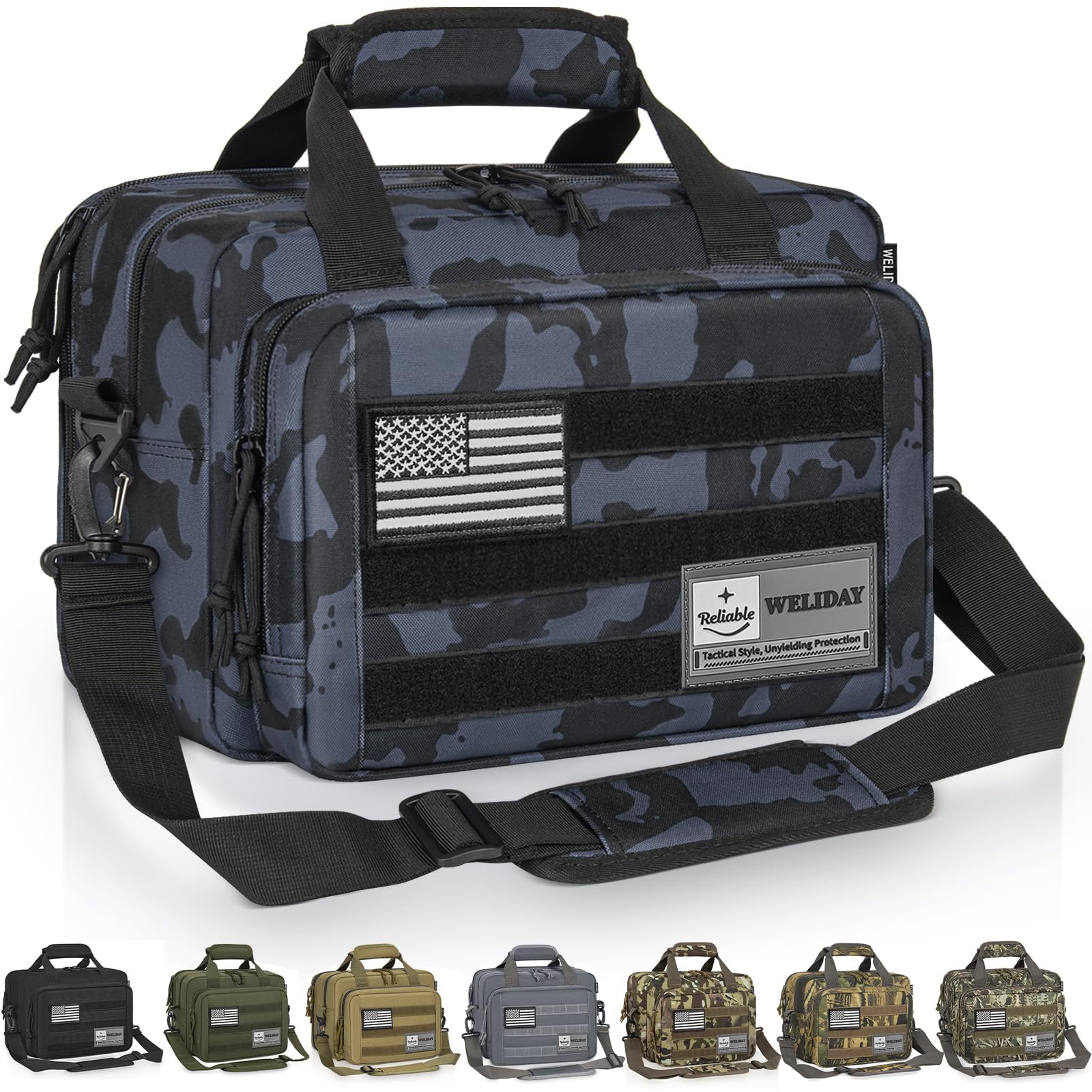 Tactical Gun Range Bag, Pistol Carrying Bag for 2 Handguns and Ammo, Firearm Shooting Case with 6 Magazine Slots and Lockable Zipper for Shooting Range &amp; Outdoor Hunting
