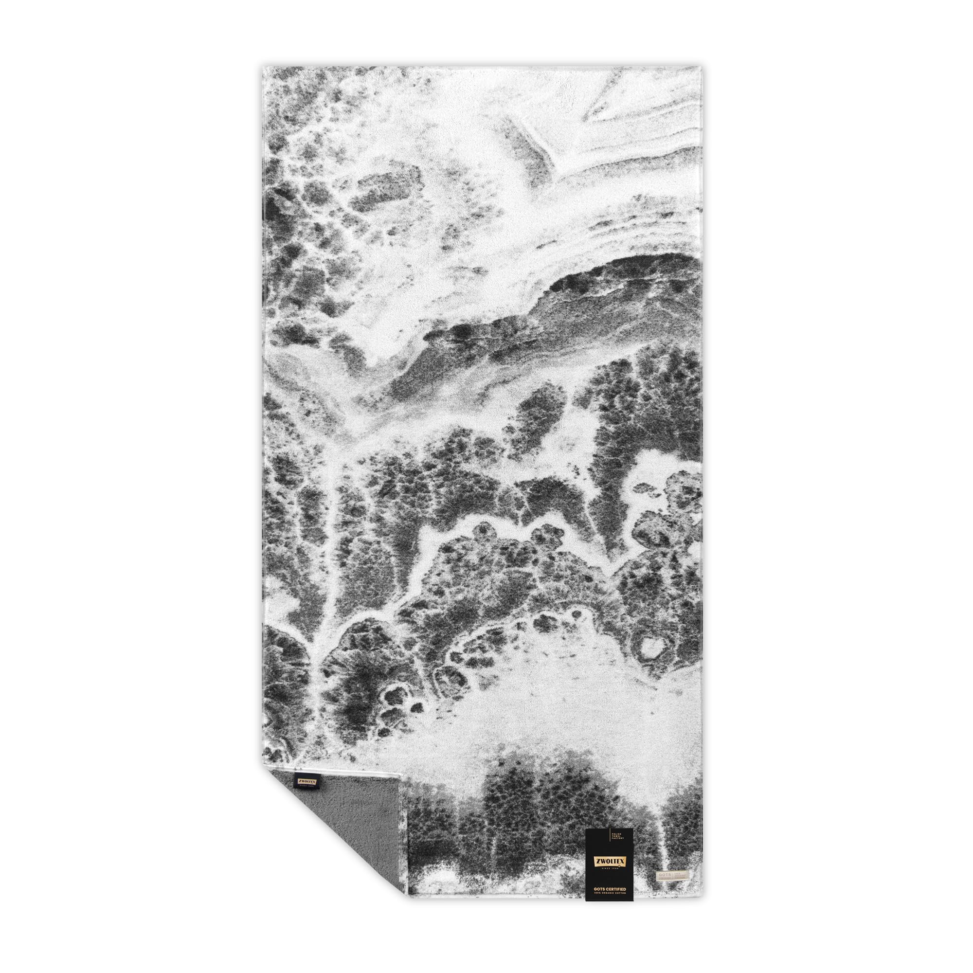 Zwoltex - Juego de Toallas Premium: 50x100 + 70x140 cm, Toalla de 100% algodón orgánico 600g/m² con certificación Gots y Oeko Tex, Toalla de baño Impresa Suave y Absorbente - MINERALIS Silver