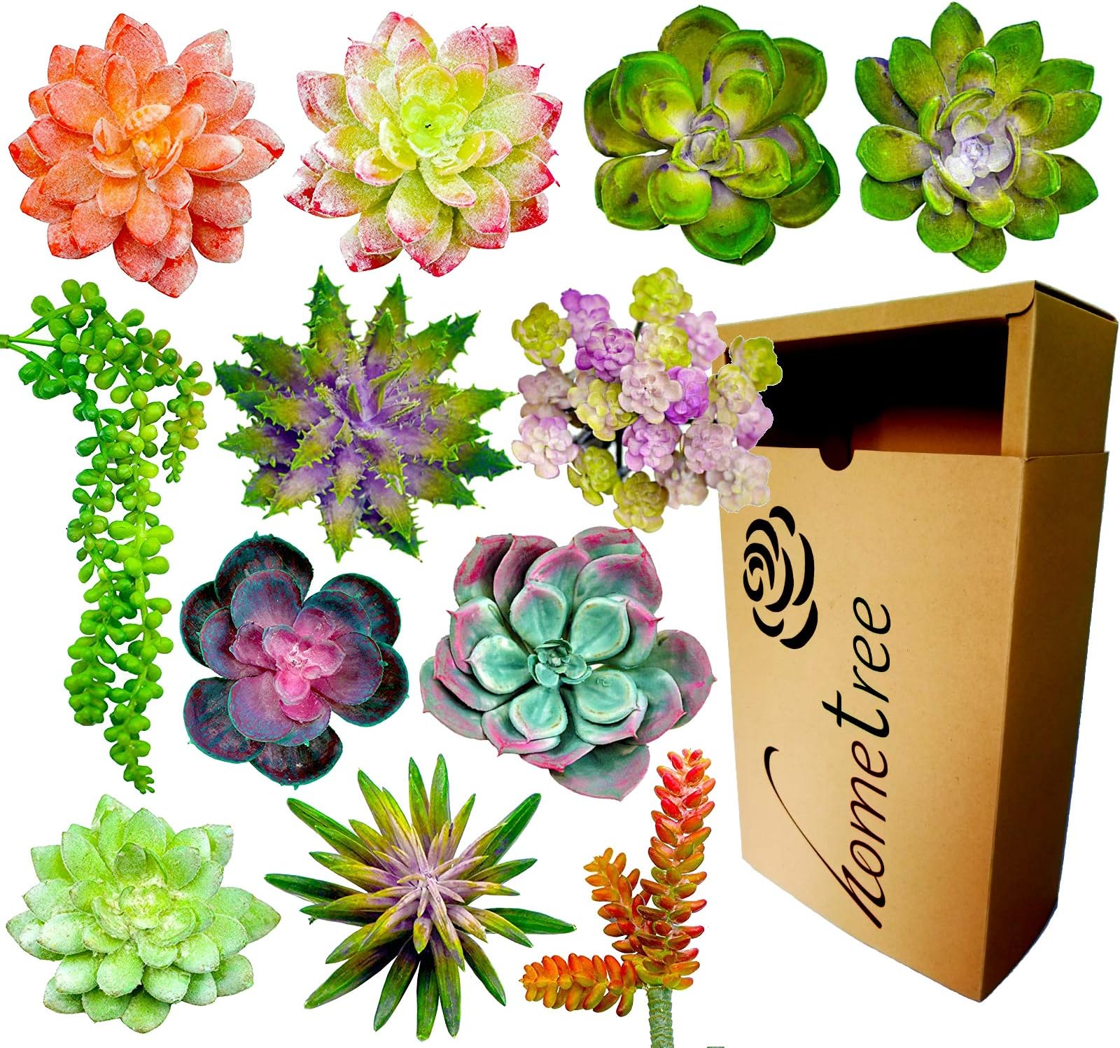 Fake Succulent Plants Realistic- 12 Artificial Succulent Plants Unpotted- Faux Succulents Picks - Hanging Floral Succulent Cuttings Arrangement- Outdoor & Indoor- Wall Decor -Easy DIY With Stems
