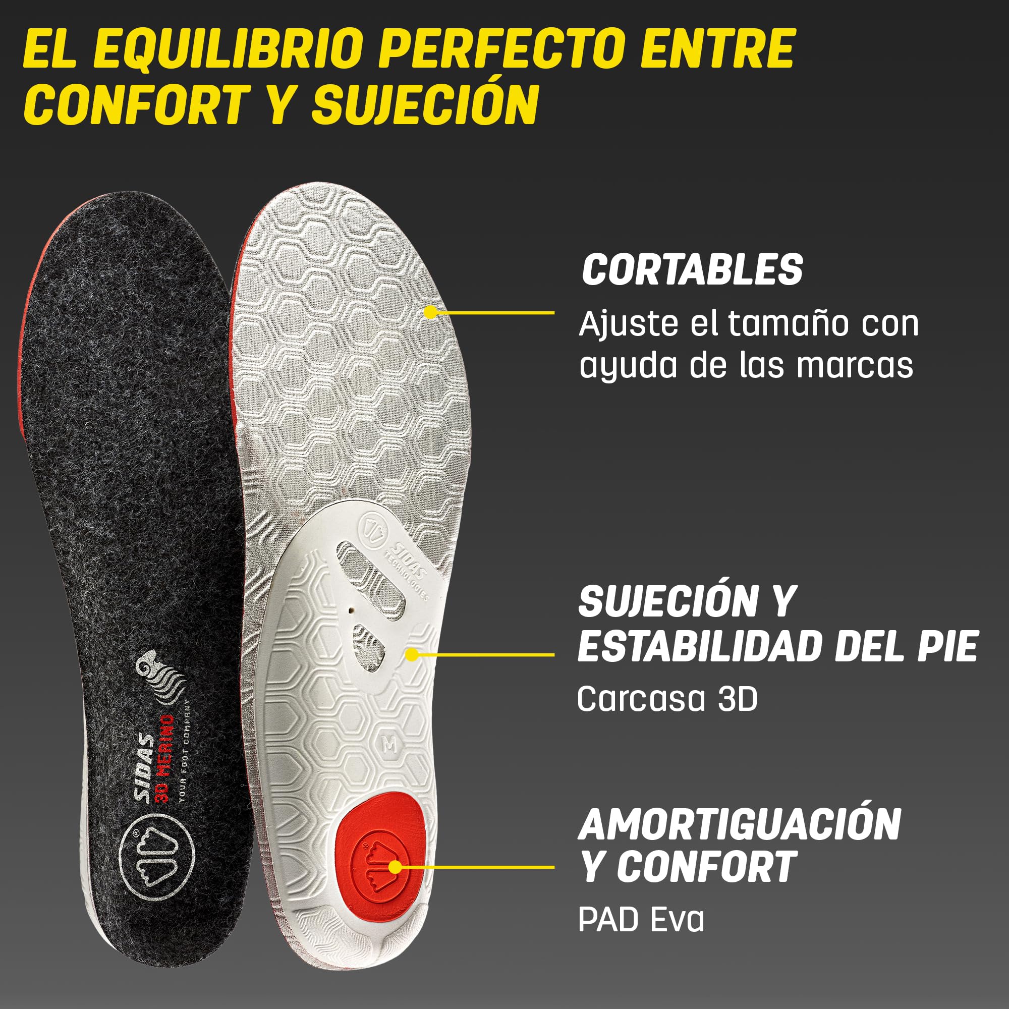 Sidas Plantillas de lana merina, Winter 3D, para esquí y actividades invernales, plantillas aislantes y cómodas (39-41)