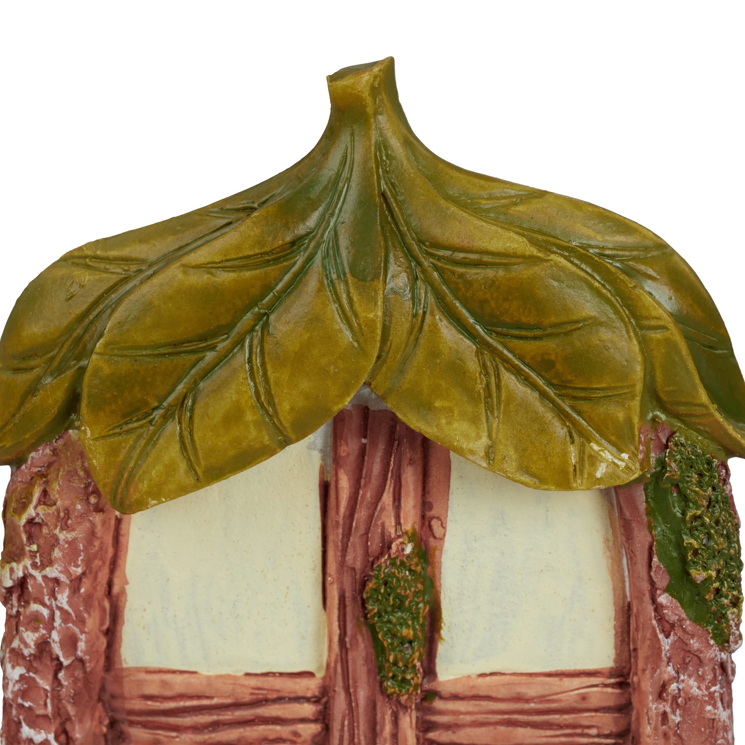 Relaxdays Decoración Árbol Puerta Hadas, Set de 4 Piezas, 2 Ventanas, 1 Farol, Resistente a la Intemperie, Multicolor