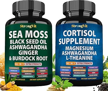 StrongVit Sea Moss Complex & Cortisol Supplement Bundle 120 Capsules