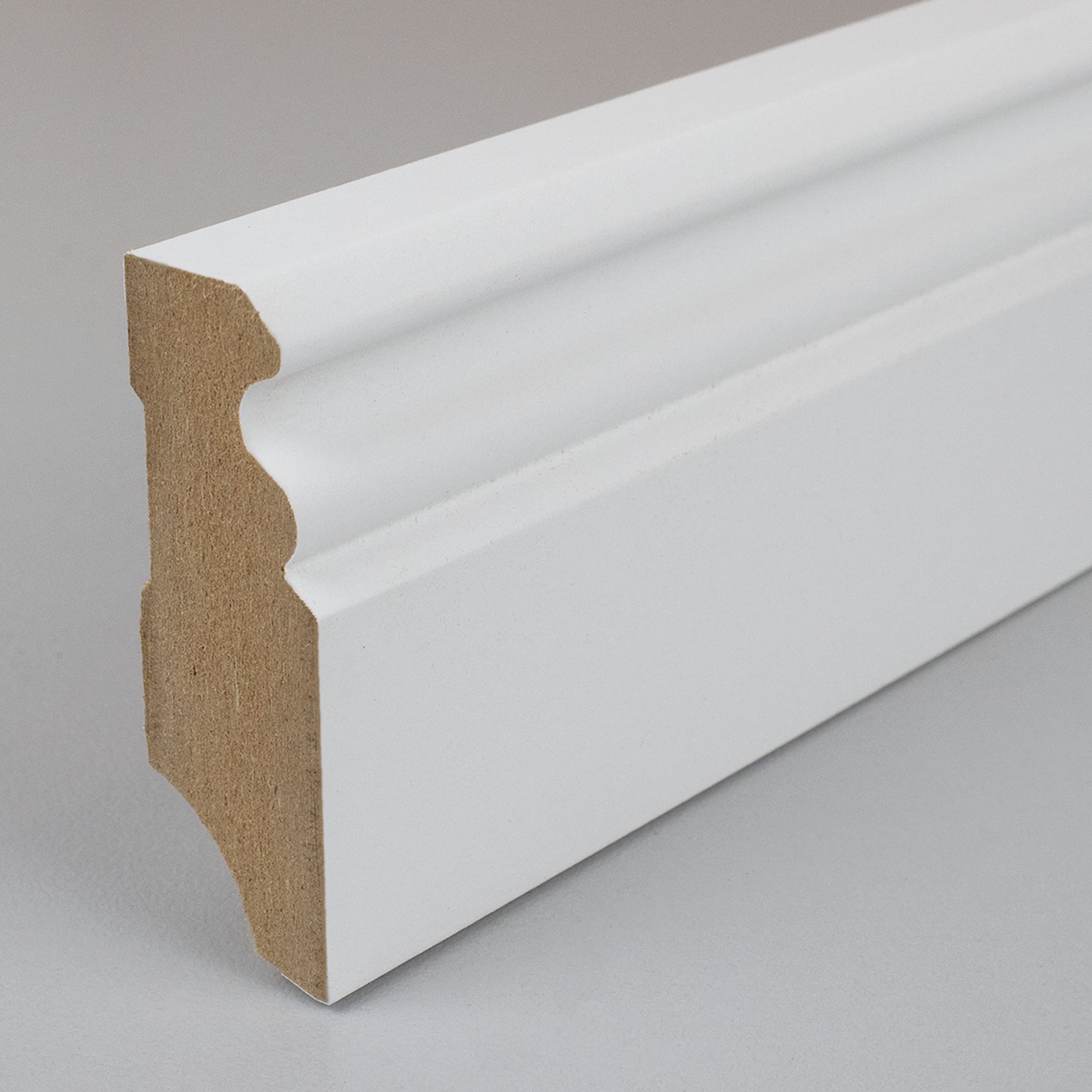 PROVISTON | battiscopa modellata | 16 x 80 x 2500 mm | battiscopa MDF melaminico | battiscopa modellato bianco | 25 m
