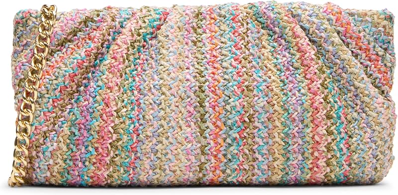 Steve Madden womens Steve Madden Palomaa Pleated Raffia Clutch