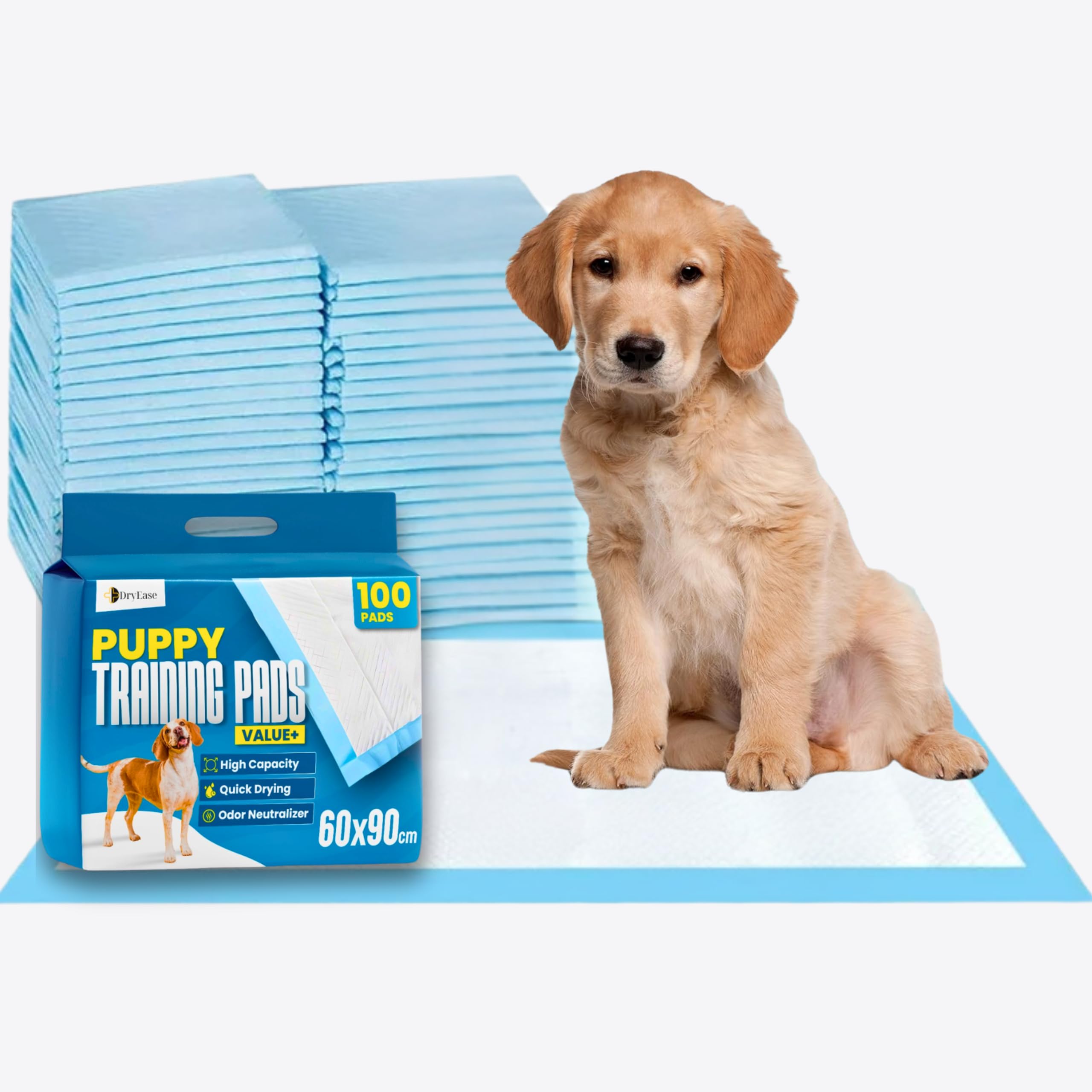 Bazaar Extra Large Puppy Pads 100 Pack 90x60cm – Disposable Puppy Training Pads, Super Absorbent & Leak-Proof Pads for Puppies and Dogs | Quick Dry, Odour Control & Floor Protection Dog Pads.