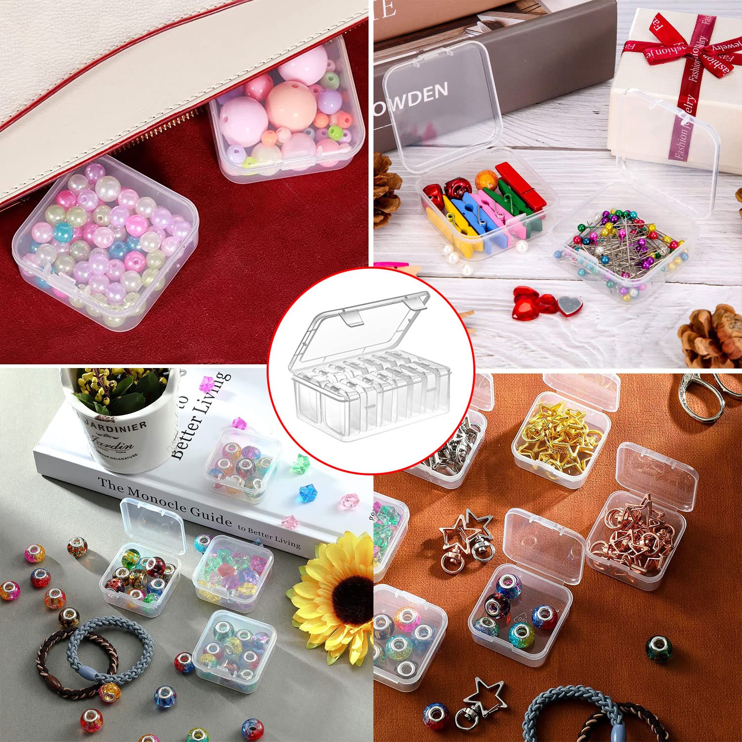 Ideen mit Herz Hoogwaardige koffer met handvat en 16 uitneembare sorteerdozen, foto-opslag, opbergbox voor zaad, kleine onderdelen, kaarten, stickers, schroeven, 38 x 29,5 x 12,7 cm