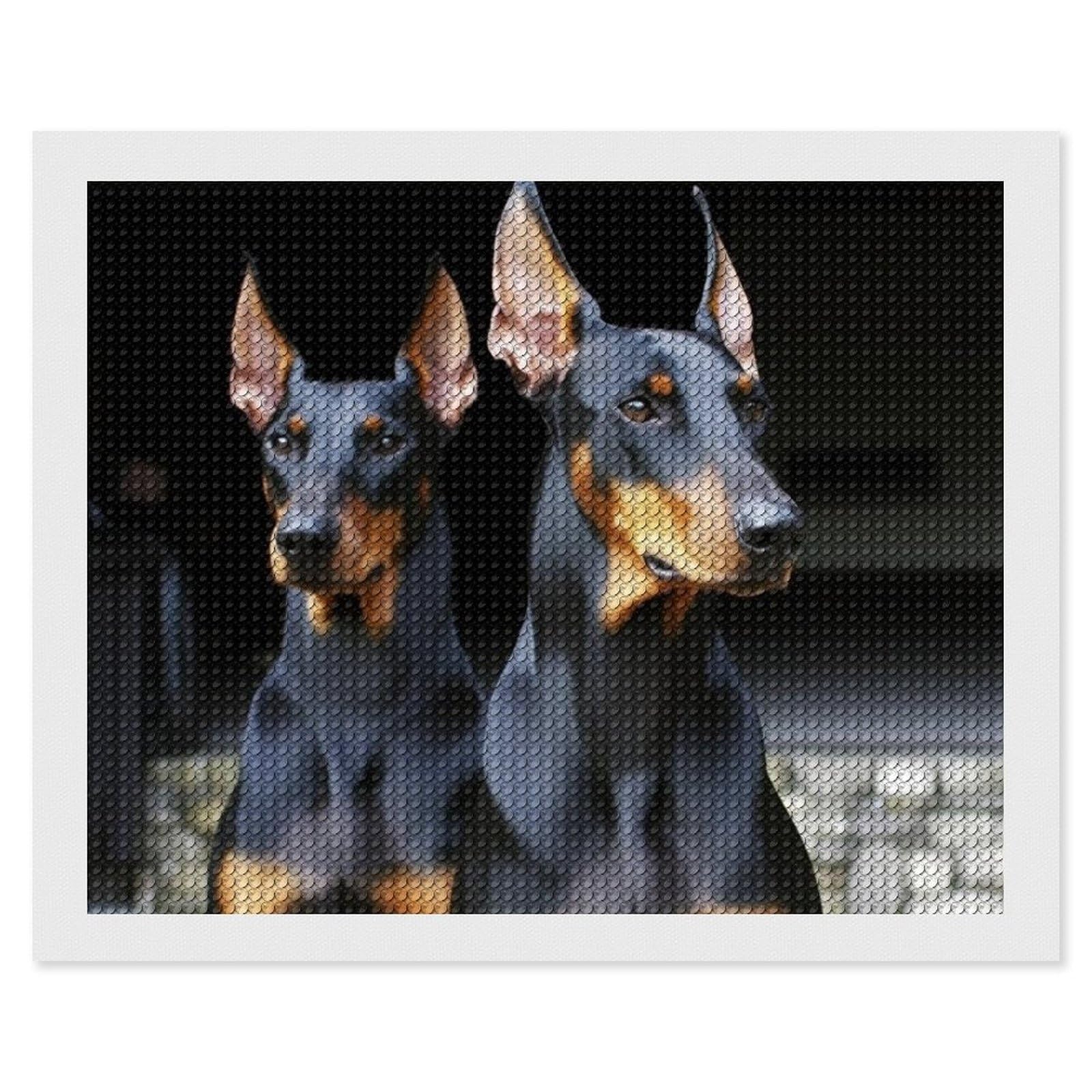 NONHAI Diamond Painting Kits for Adults - DIY Diamond Art Kits for Beginners - Full 5D Paint Drill Diamond Dots Paintings- Doberman Diamonds Pictures Gem Art and Craft Wall Decor 16"x20"