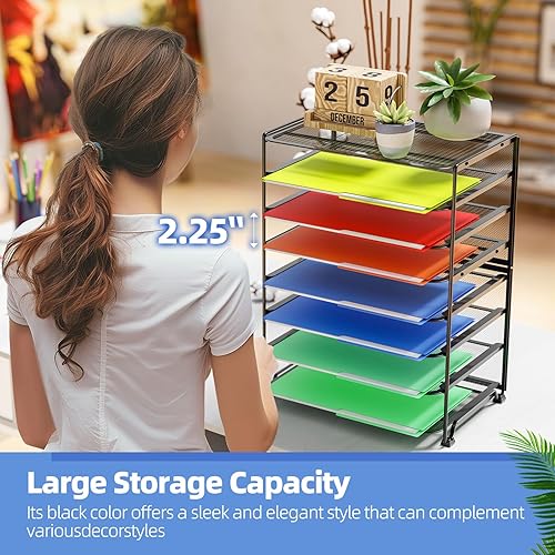 Miniatura 6 de Simple Trending  Organizadores de archivos de escritorio de 8 niveles, juego de 2, de malla metálica para oficina o escuela, color negro