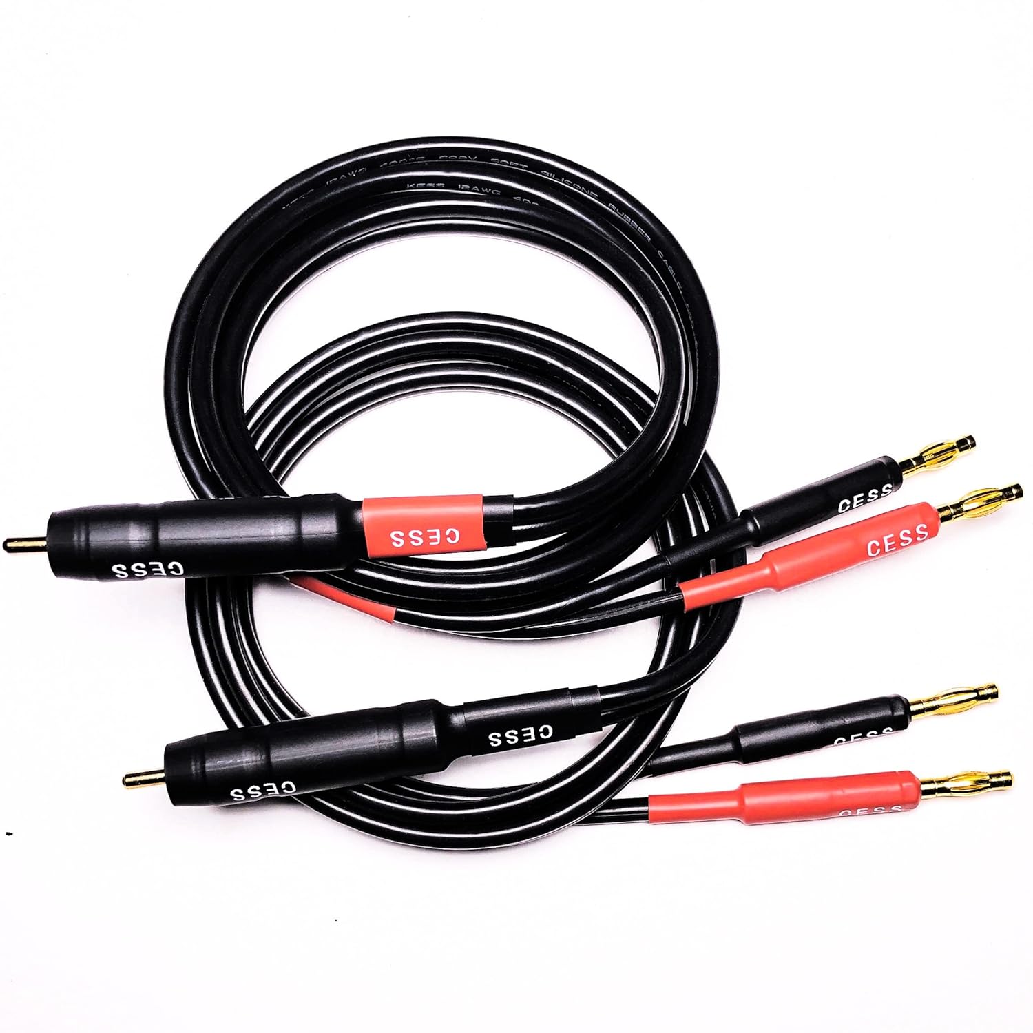 CNCESS RCA Male to 4mm Banana Plug Speaker Cable, 12AWG Silicone Wire, 6 Feet, 2 Pack