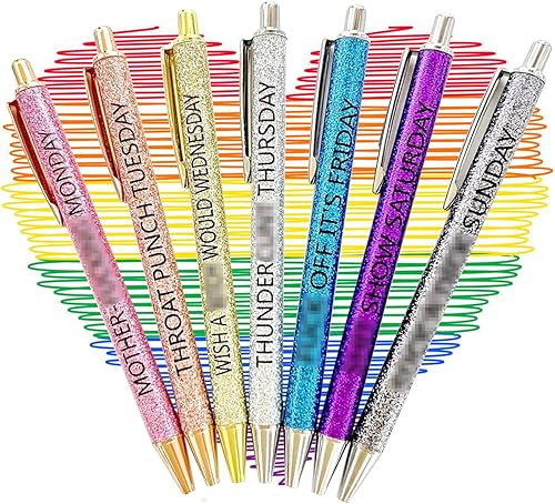YUOYISIB 7 bolígrafos divertidos que describen la mentalidad de los siete días de la semana bolígrafo divertido para regalos de oficina con palabras