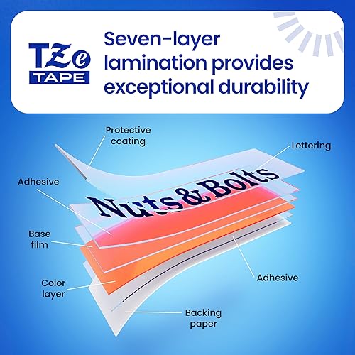 Miniatura 110 de Brother - Cinta de etiquetas laminadas P-touch M31, prémium, 0.47 pulgadas de ancho x 26.2 pies de largo, negra sobre transparente mate Negro sobre