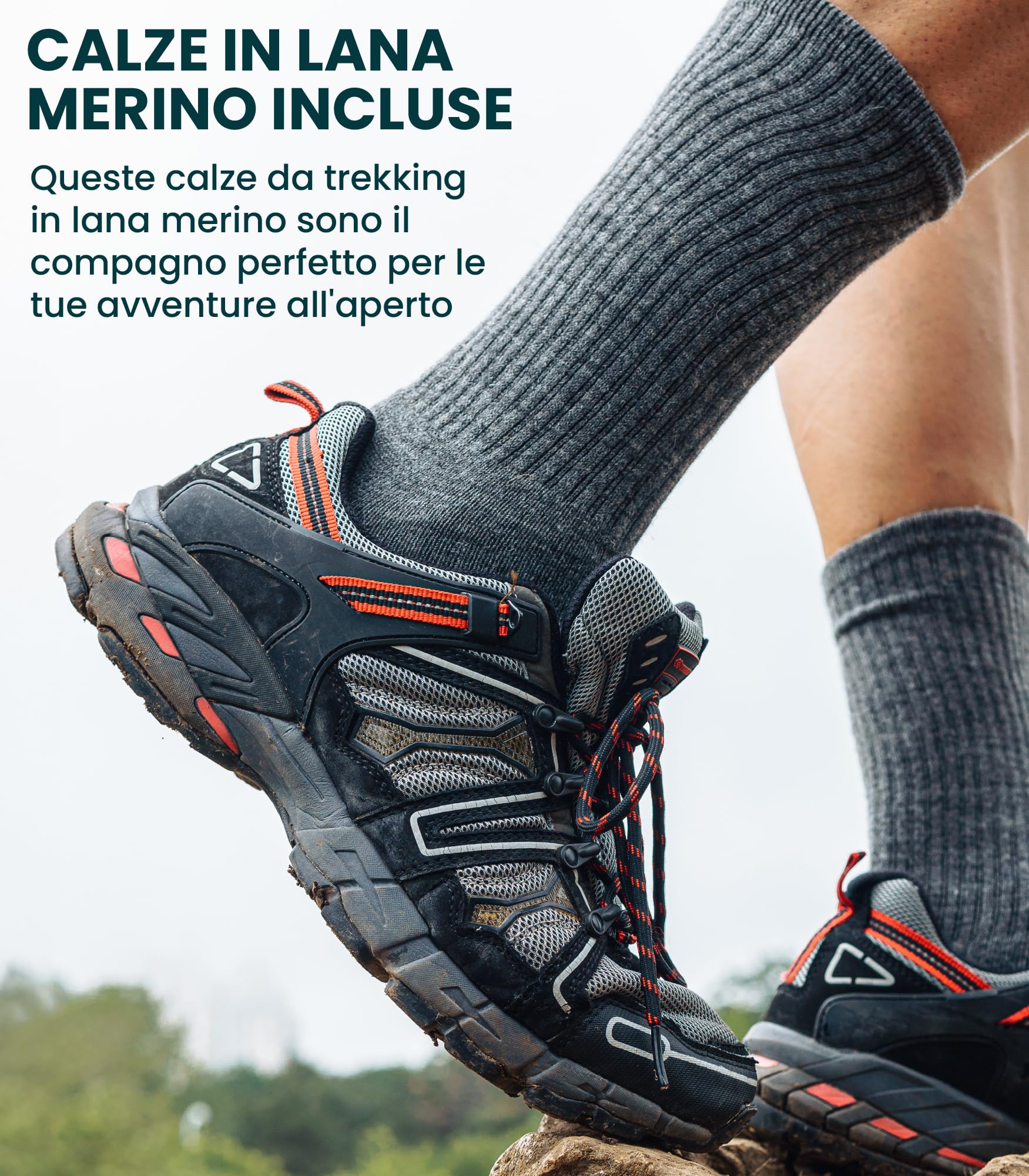 Merino.tech Intimo Termico Uomo Lana Merinos - Completo Termico Uomo Maglia e Pantaloni con Calzini Leggero, Medio, Pesante