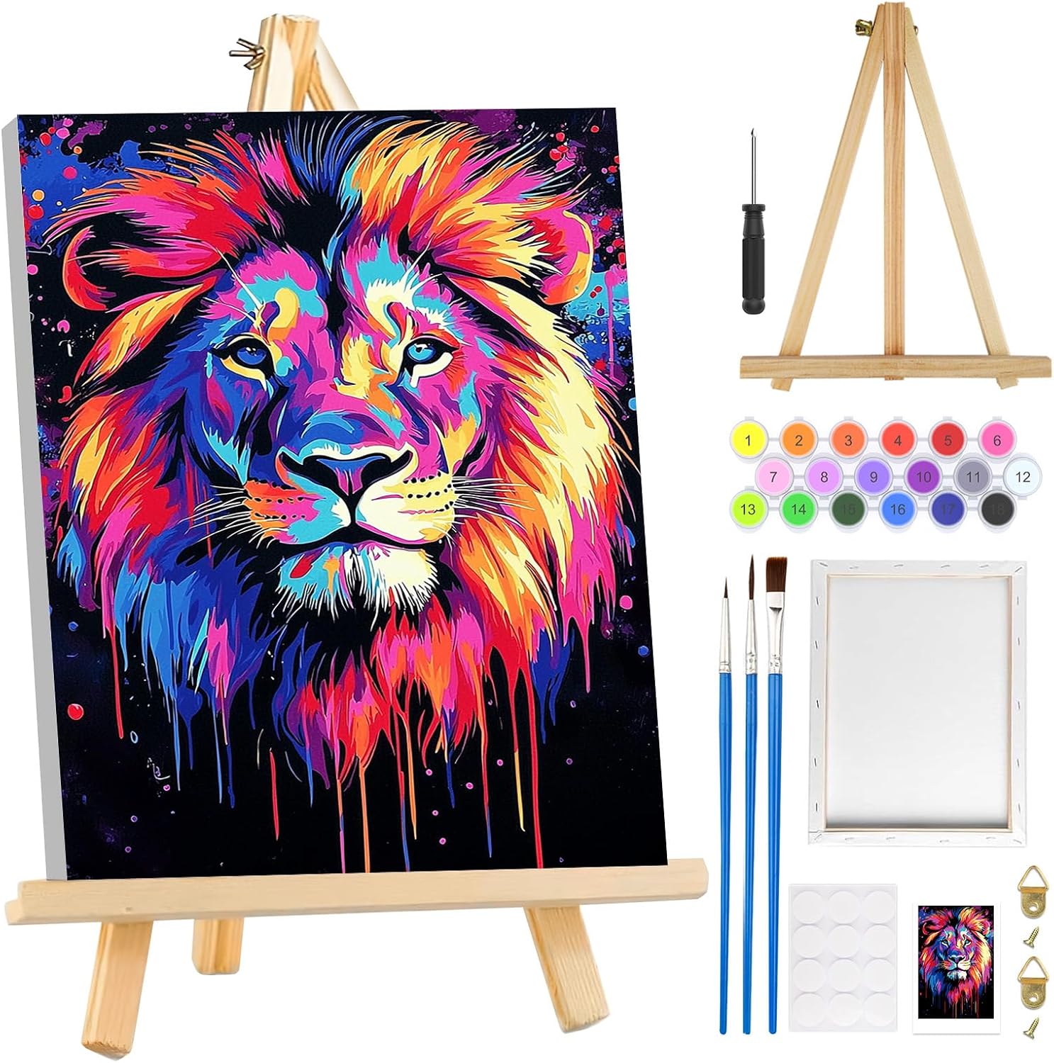 MOGTAA Tiger Paint by Numbers for Adults Beginner with Frame, Tiger Painting by Numbers for Adults with Easel, DIY Oil Painting Kits Animal Art Crafts for Home Decor, 8x12in