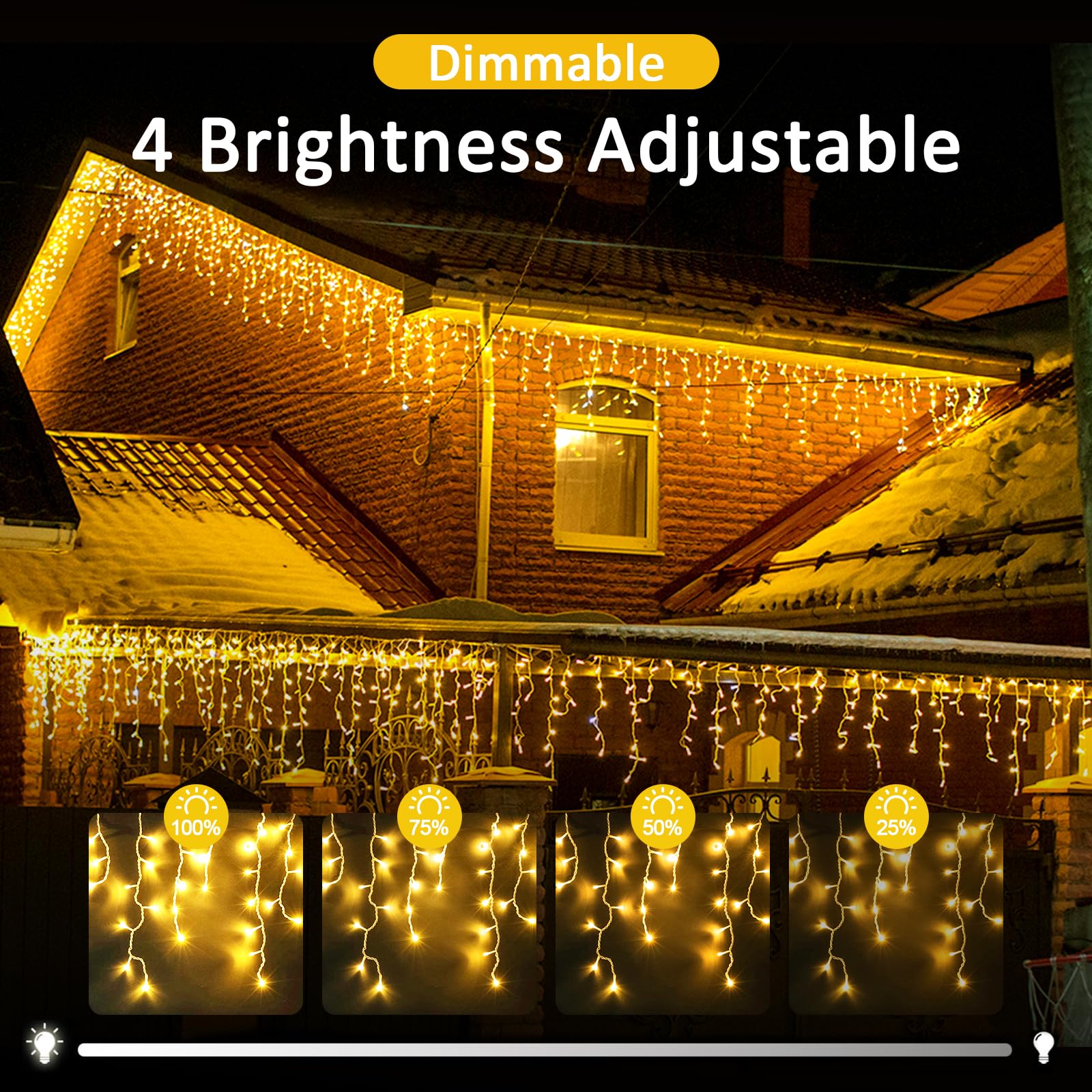 Solare Eiszapfen Lichter, 10M Wasserdicht Eiszapfen Lichterkette, 336LEDs Außen Solar Lichterkette mit 8 Modi Fernbedienung, Weihnachtsbeleuchtung für Hof Garten Party Hochzeit Christmas Dekorationen