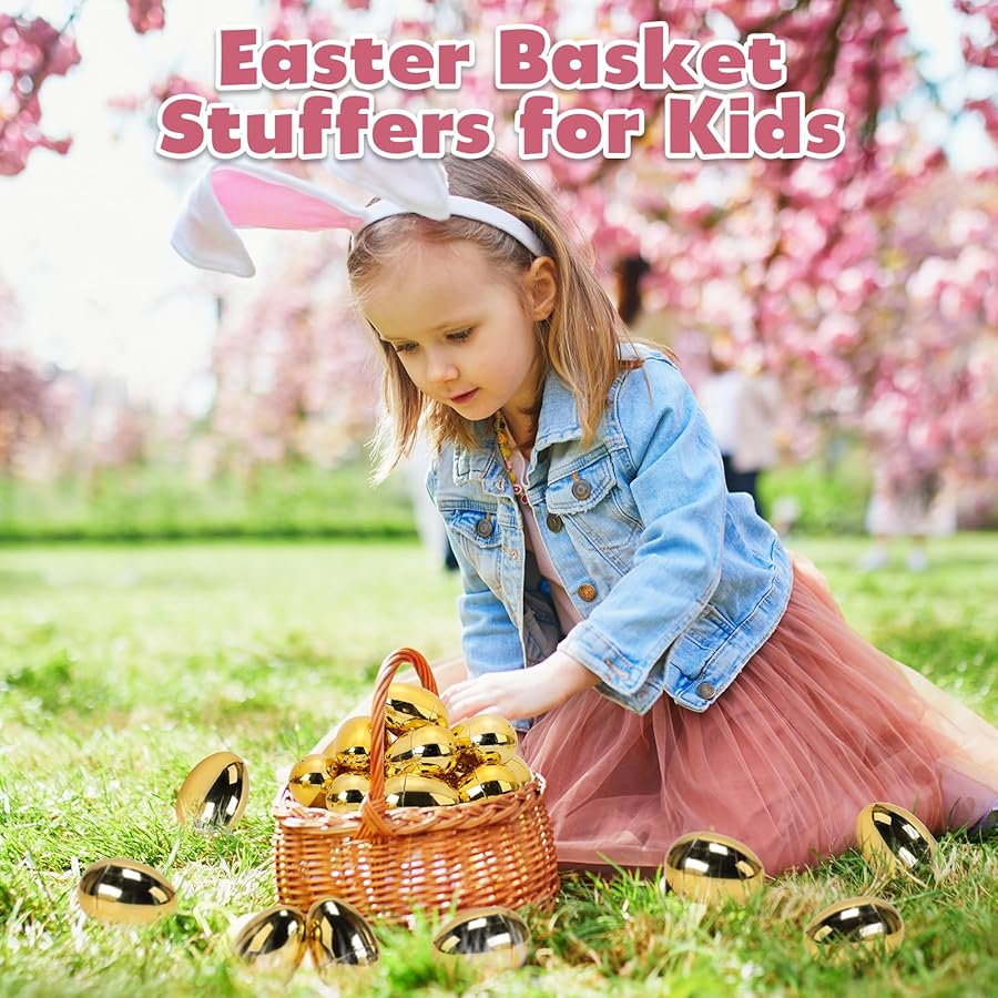 Skirfy 3.15" Easter Eggs, Fillable Golden Eggs Empty Eggshells with Hinge for Easter Hunt, Filling Treats, Party Favor, Basket Stuffers, Classroom Prize Supplies, 36PCS - image 6