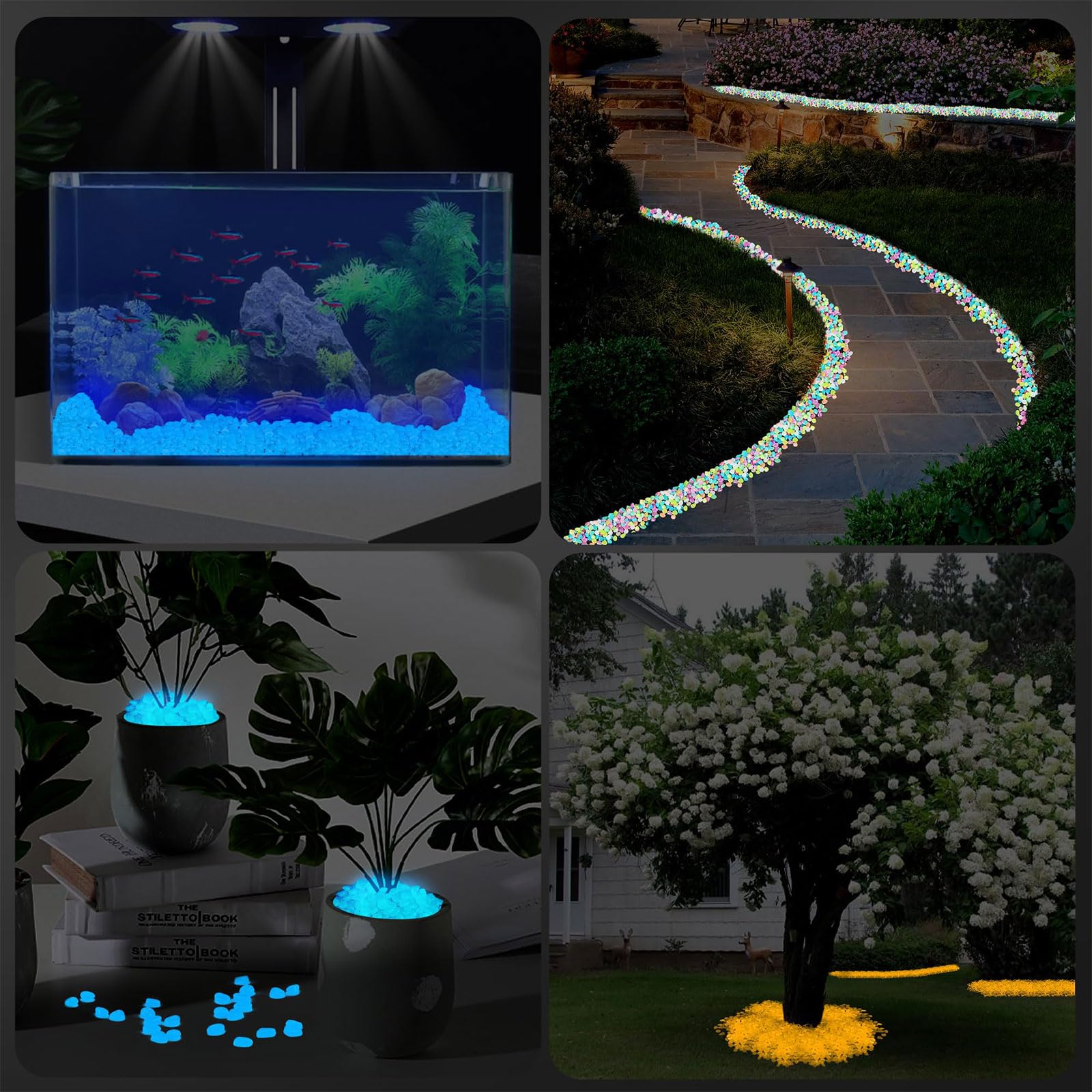 300 Pietre Luminose Blu - Ciottoli Fosforescenti Per Giardino, Acquario E Decorazioni | Lunga Durata - Foto 9
