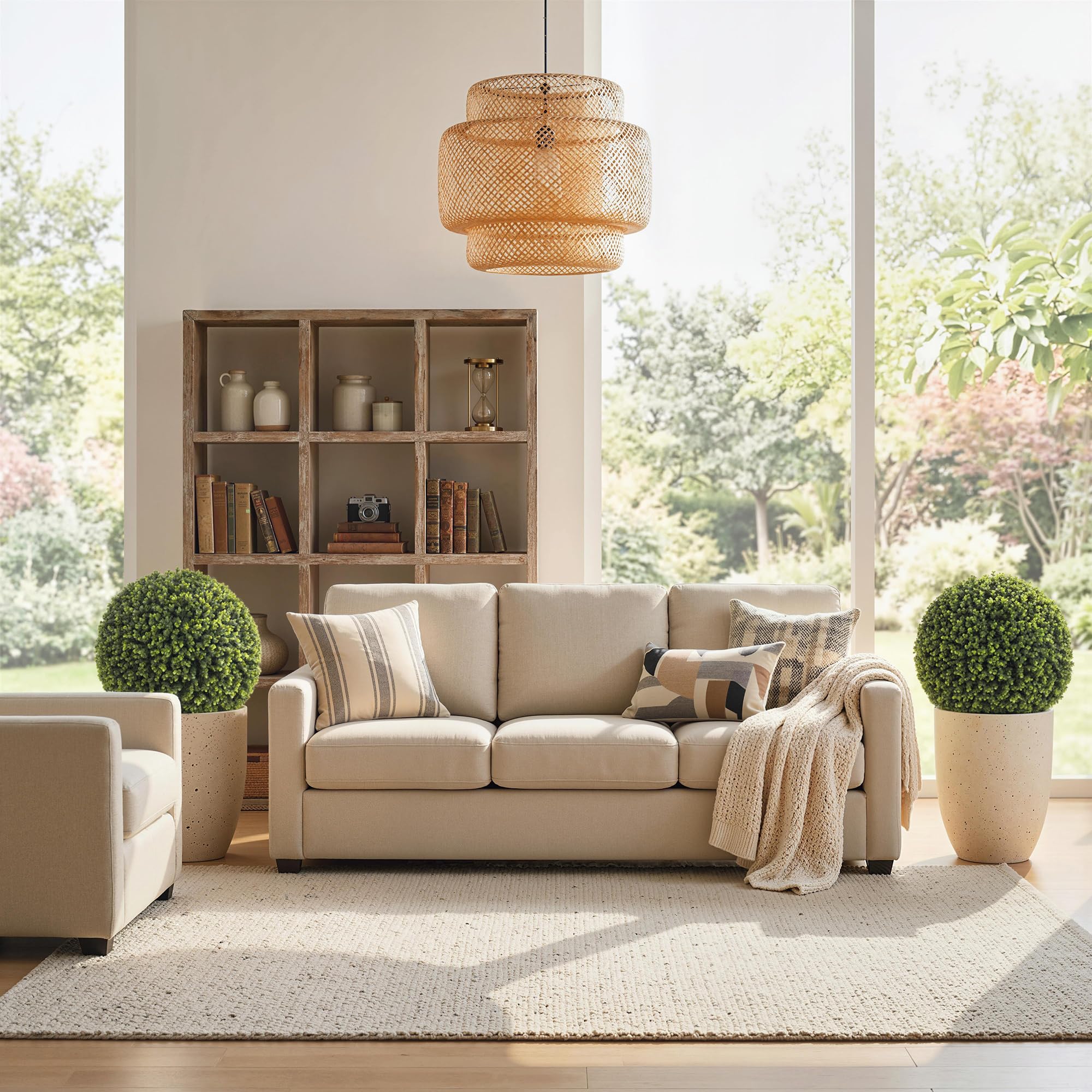 HOMCOM Künstliche Eukalyptuskugeln UV-Beständig Kunstpflanze Ø52 cm | 2 Stück, Künstliche Pflanzen wie Echt, Dekopflanzen für Wohnzimmer Schlafzimmer Büro Garten, Deko Geschenk