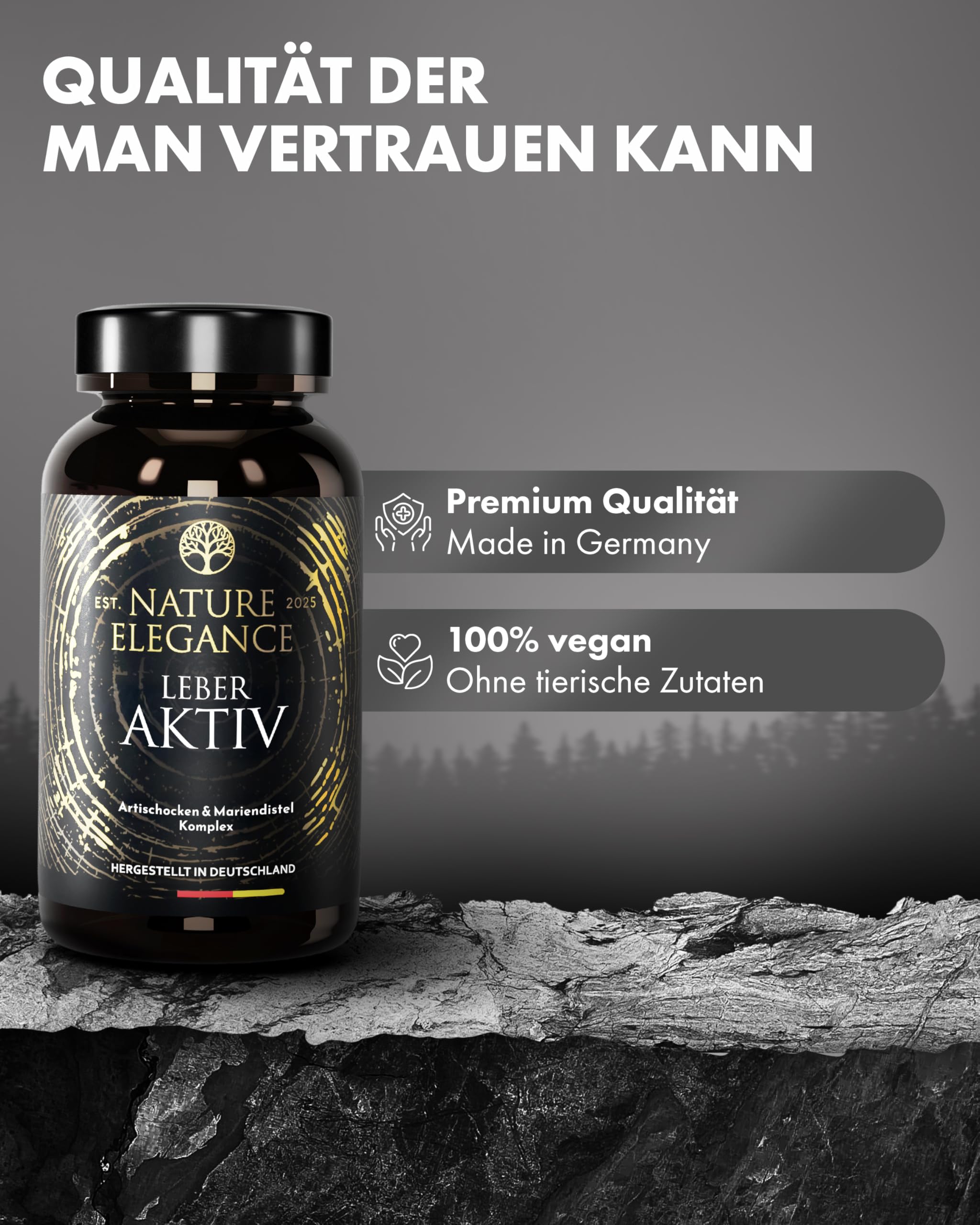NATURE ELEGANCE Leber Komplex – Hochdosierte Mariendistel Kapseln mit Artischocke, Löwenzahn, Curcuma, Desmodium & Cholin – Vegan & laborgeprüft - produziert in Deutschland
