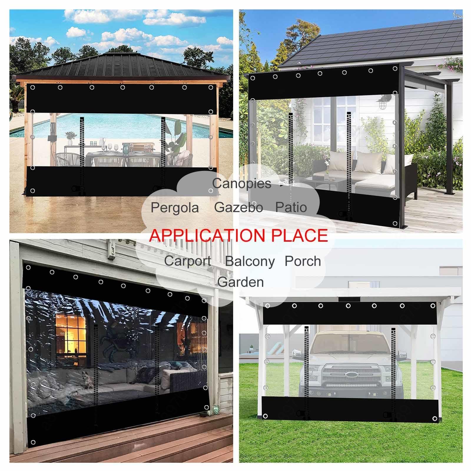 KUBAOS Rideaux D'extérieur Rideau Transparent Étanche Avec