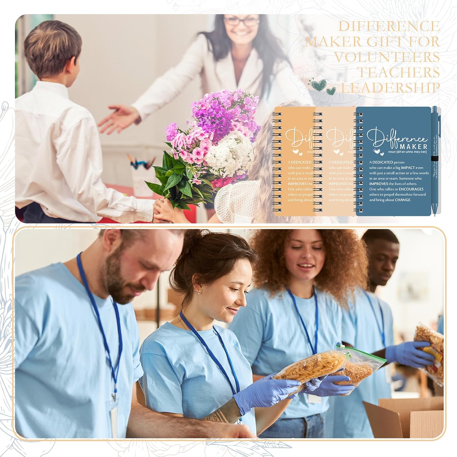 Tellingyou 20 Sets Difference Maker Employee Appreciation Gift for Coworkers to Do List Notebooks with Ballpoint Pens Note Pads Journal for Nurse Staff Team Graduation Teacher (Bright Morandi Colors)