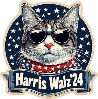 Harris Waltz Stickers, Womens Harris Walz 2024 Stickers, Election Kamala Harris Tim Waltz 2024 Stickers -UV Printing Technique for Vibrant, Vivid, and Crisp Printing 6"x6" (Cat)