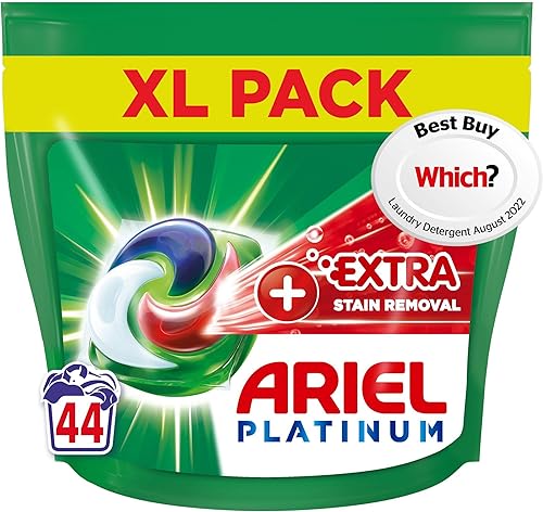 Ariel Platinum + Quitamanchas todo en 1, cápsulas de líquido de lavado, 44 lavad