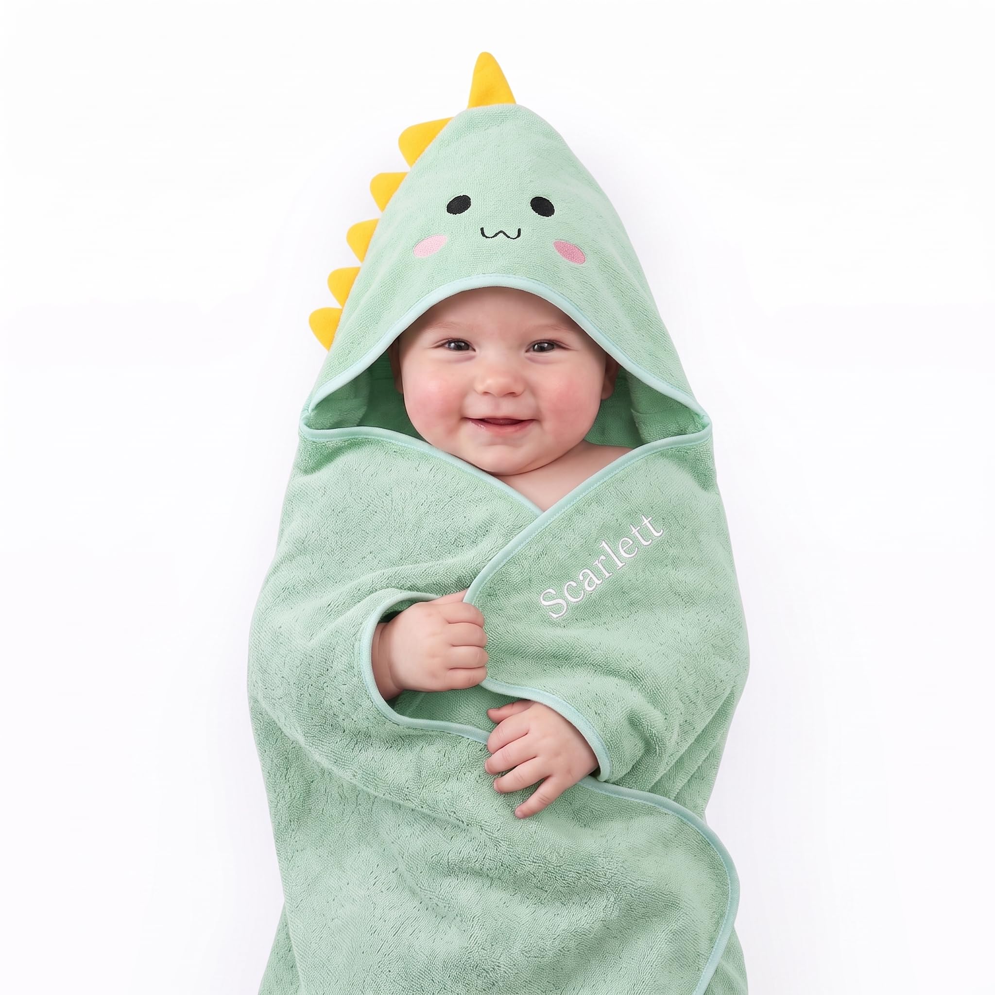 Wamantic Personalised Baby Hooded Towel with Name Ultra Soft Baby Bath Towel for Boys and Girls Newborn Baby christening Birthdays