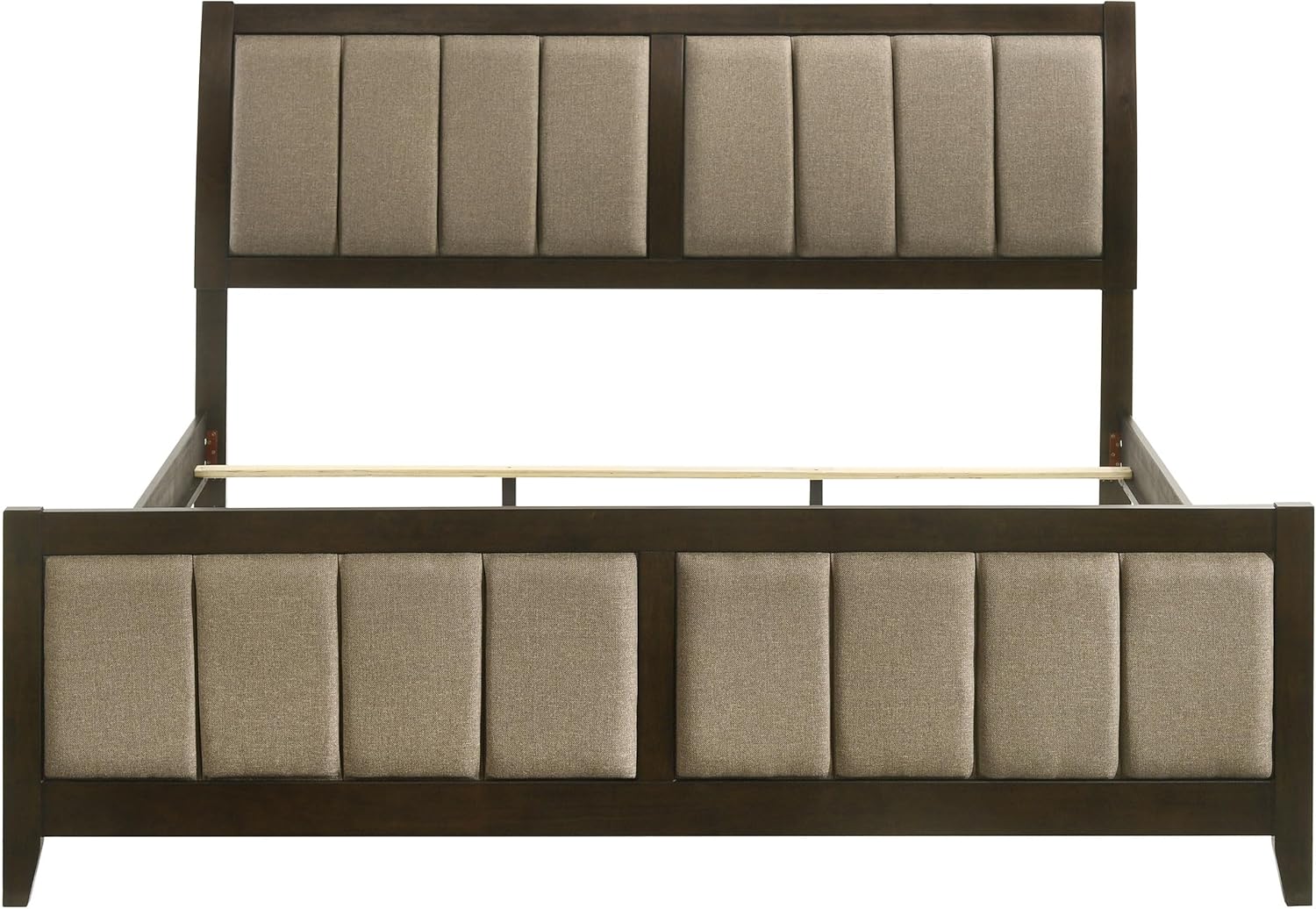 Coaster Home Furnishings - Wilkes - Wood - Upholstered Eastern King Panel Bed with Vertical Channel Tufting, Tapered Legs, and Padded Headboard and Footboard - Bedroom - Dark Cocoa - 224421KE