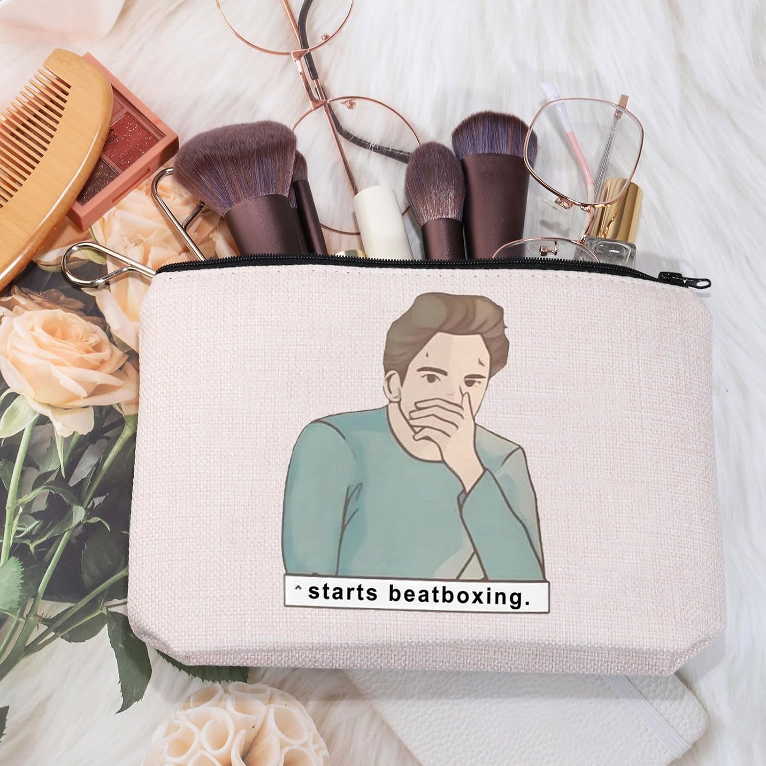 MEIKIUP Movie Inspired Gift Edward Inspired Makeup Bag Edward Cullen Gift Starts Beatboxing Cosmetic Bag Movie Fans Gift (Beatboxing Bag) - Image 2