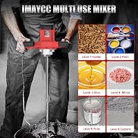 IMAYCC 2100 W-os kézi habarcskeverő betonkeverő 6 fokozat M14 keverőszár festékhez cementhez gletthez 6