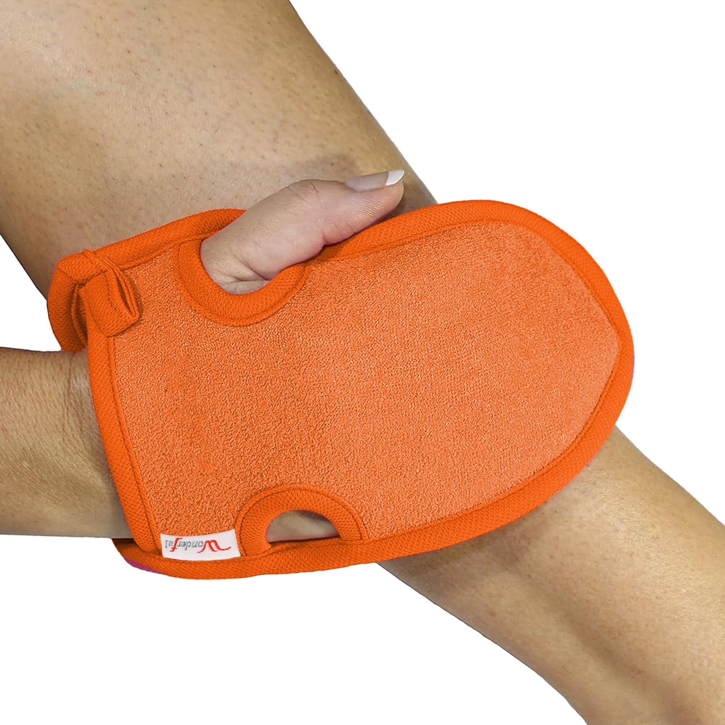 Exfoliating Glove for Body Scrub - Deep Cleansing, Dead Skin Removal, Spa Quality, Soft & Durable, Fits All Hand Sizes (ORANGE)