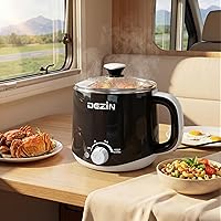 Vista 7 de Dezin Olla eléctrica para fideos rápidos, olla eléctrica de acero inoxidable de 1.6 litros, perfecta para ramen, huevo, pasta, albóndigas, sopa