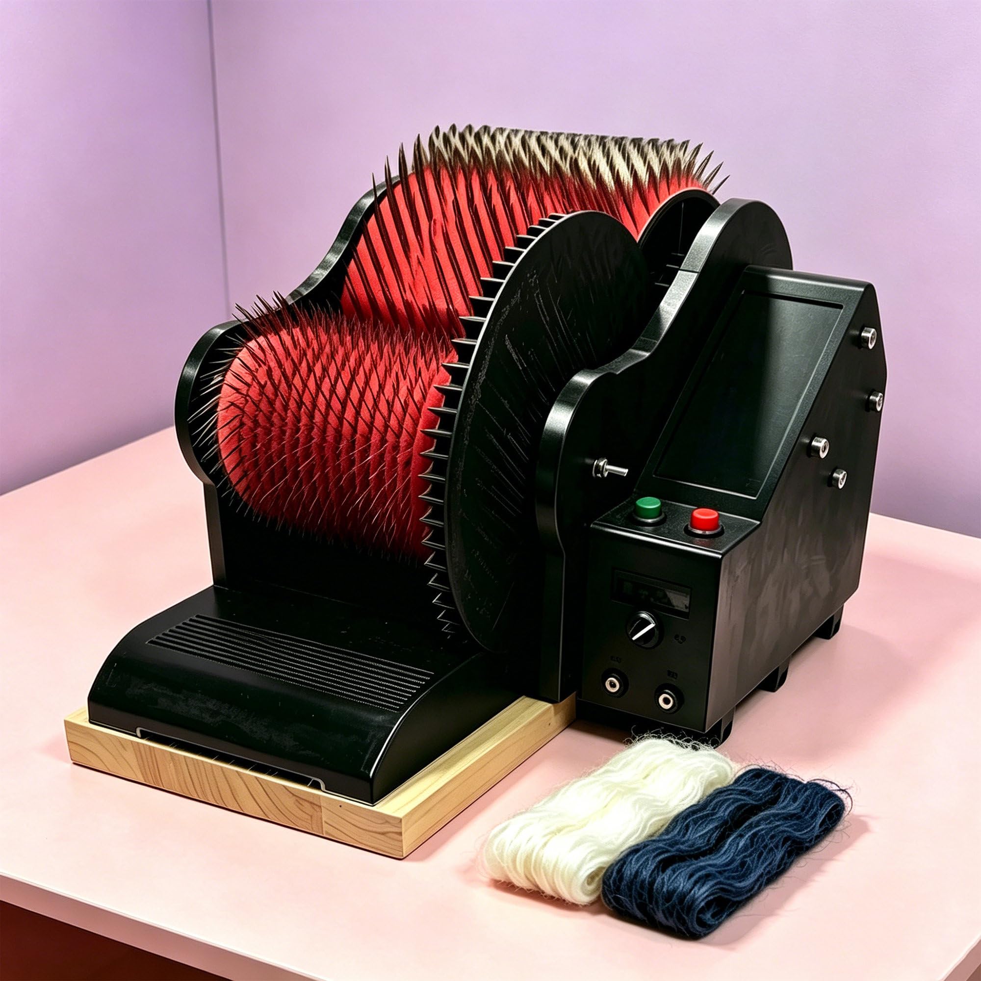 PoiToe 56 RPM Electric Carding Machine 50W Motor Fiber Blending Device with Metal Gear Assembly and ABS Material Housing, for Wool, Silk, Angora, Animal Fiber, Material Processing. Device