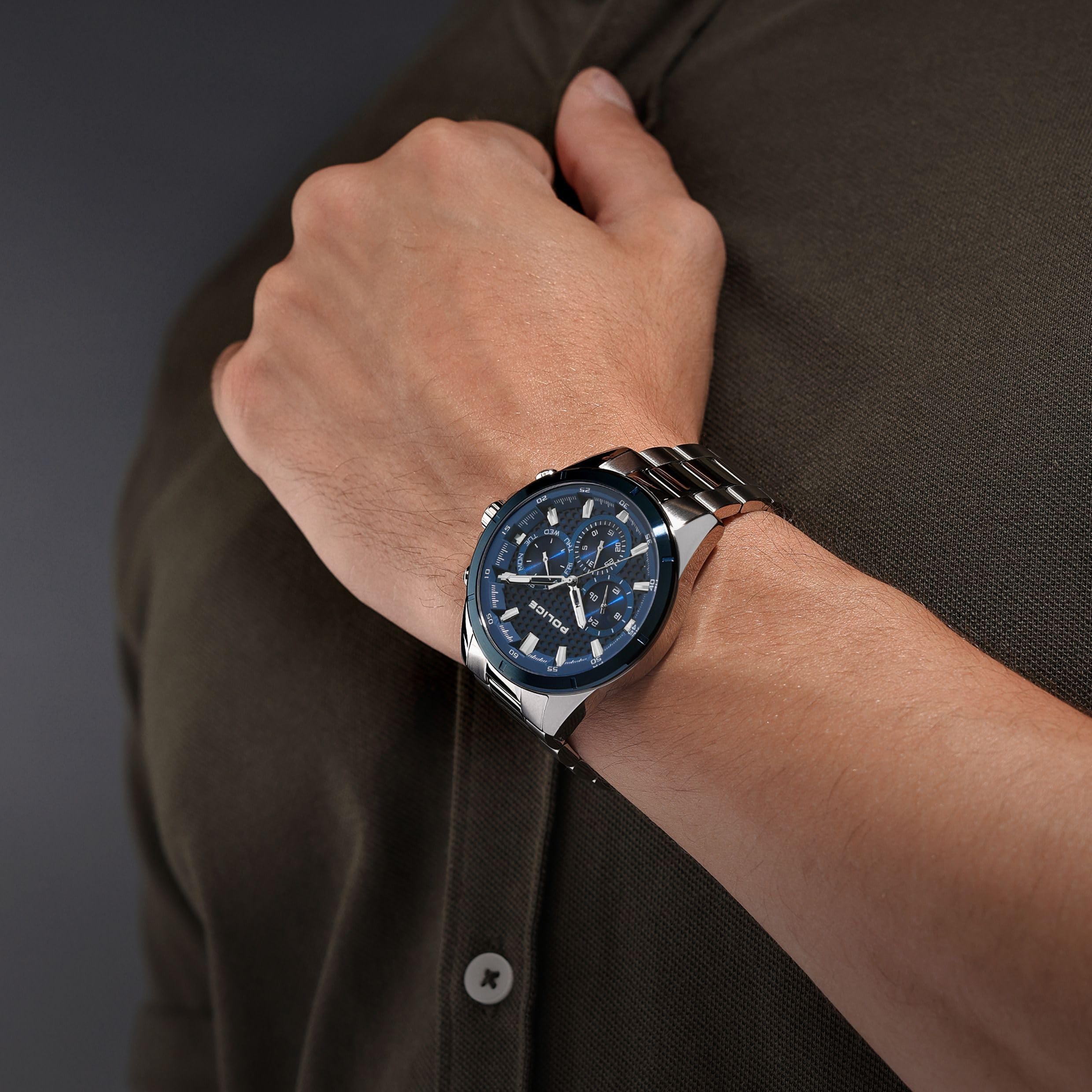 Police - Montre Fonction Motion - Quartz Mouvement de Montre - Largeur du boîtier: 45 mm - Acier Inoxydable - 5 ATM