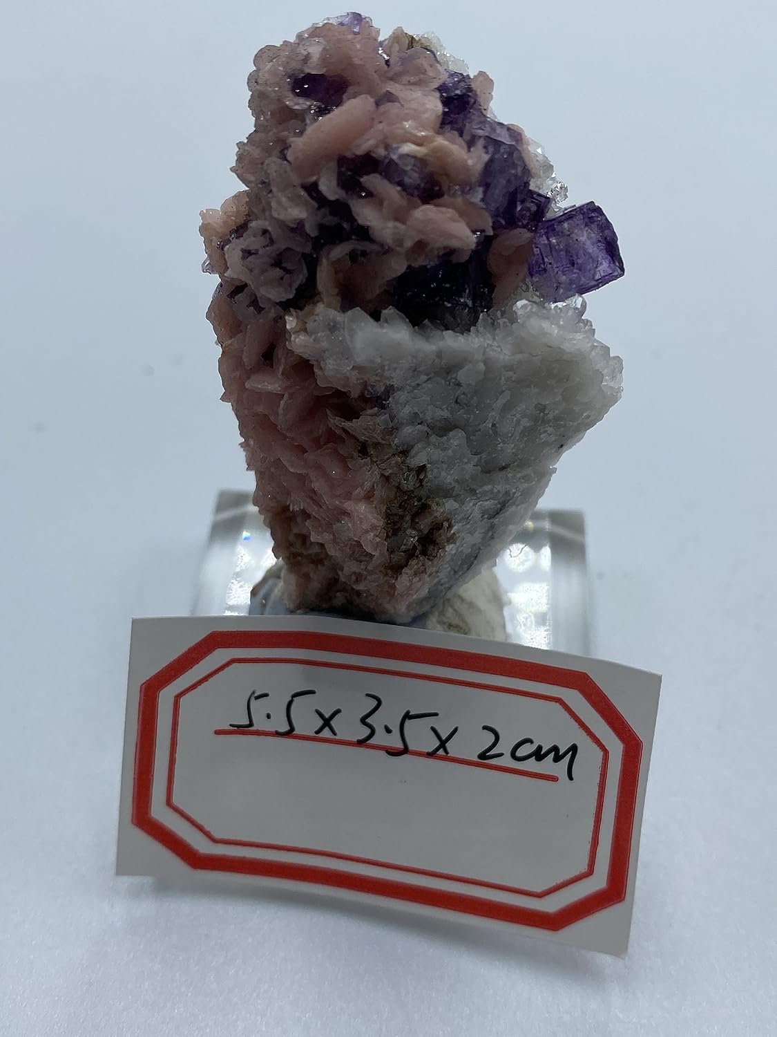 Natural Rhodochrosite Fluorite with Quartz Mineral Crystal Specimen from China Rare Rough Stone Display Collection