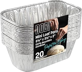 (20 Pack) Aluminum Pans Mini Loaf Pans - Disposable Aluminum Foil 1lb. Small Bread Baking Pans, 6" X 3.5" X 2