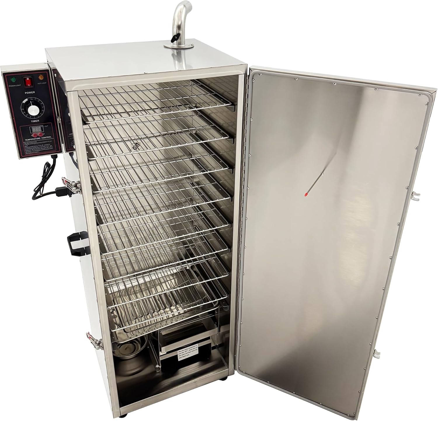 INTSUPERMAI ​9-Layer Commercial Electric Smoker with Side Wood Chip Loader - Auto Temp Control, 9 Detachable Racks for Catering & BBQ (Stainless Steel Meat Cure Oven)​​ 110V 1KW
