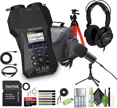 Zoom H1 XLR Portable Audio Recorder + ZDM-1 Podcast Mic Pack Bundle