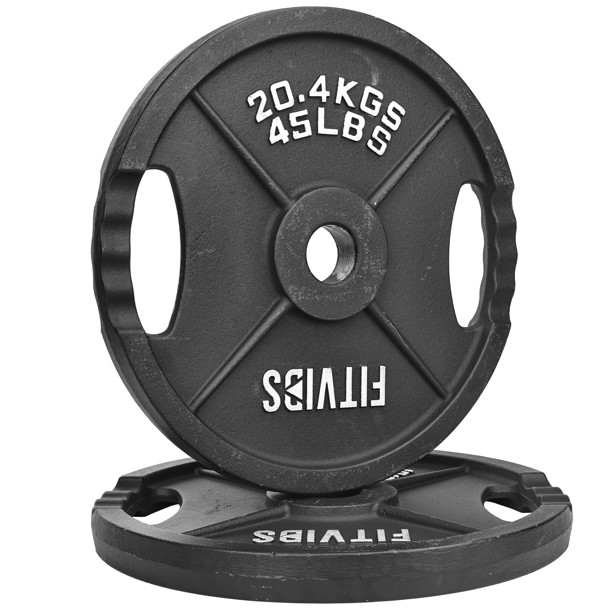 BalanceFrom Dual-Hole Cast Iron Weight Plates with 2-Inch Center Hole, Black with Silver Lettering, for Standard Barbell and Home Gym Use