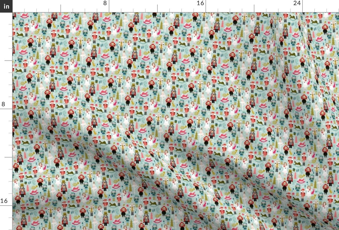Spoonflower Fabric - Nutcracker Ballet Xmas Holiday Christmas Printed on Minky Fabric by The Yard - Sewing Baby Blankets Quilt Backing Plush