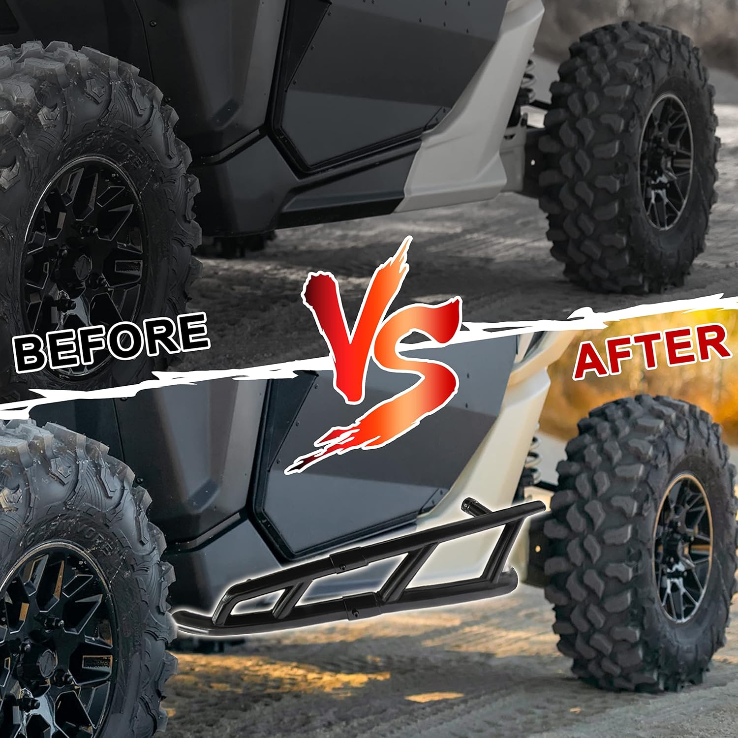SAUTVS Nerf Bars Rock Sliders for Can-Am Maverick X3, Combined Side Bumper Protector Guard Side Steps Nerf Bars Tree Kickers for Can-Am Maverick X3 Turbo R RR 2017-2025 Accessories -2 Seaters